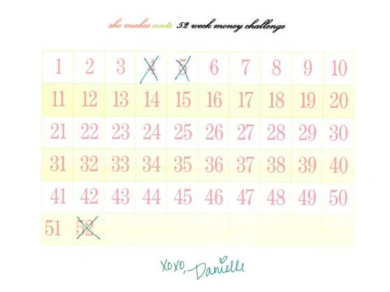 Bingo Style 52 Week Challenge